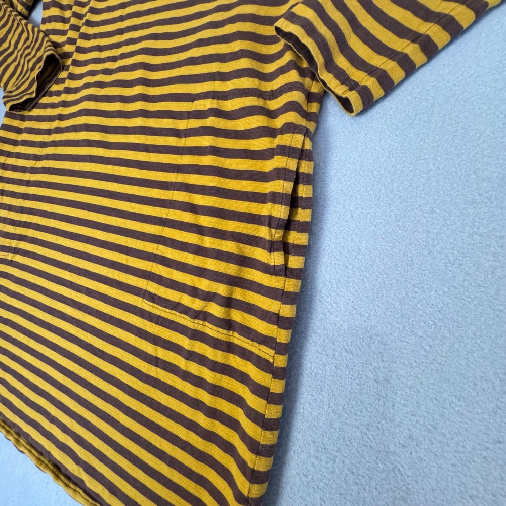 Toad&Co Striped Dress Size S Long Sleeve Organic Cotton Earthy Mustard Brown - Picture 4 of 10